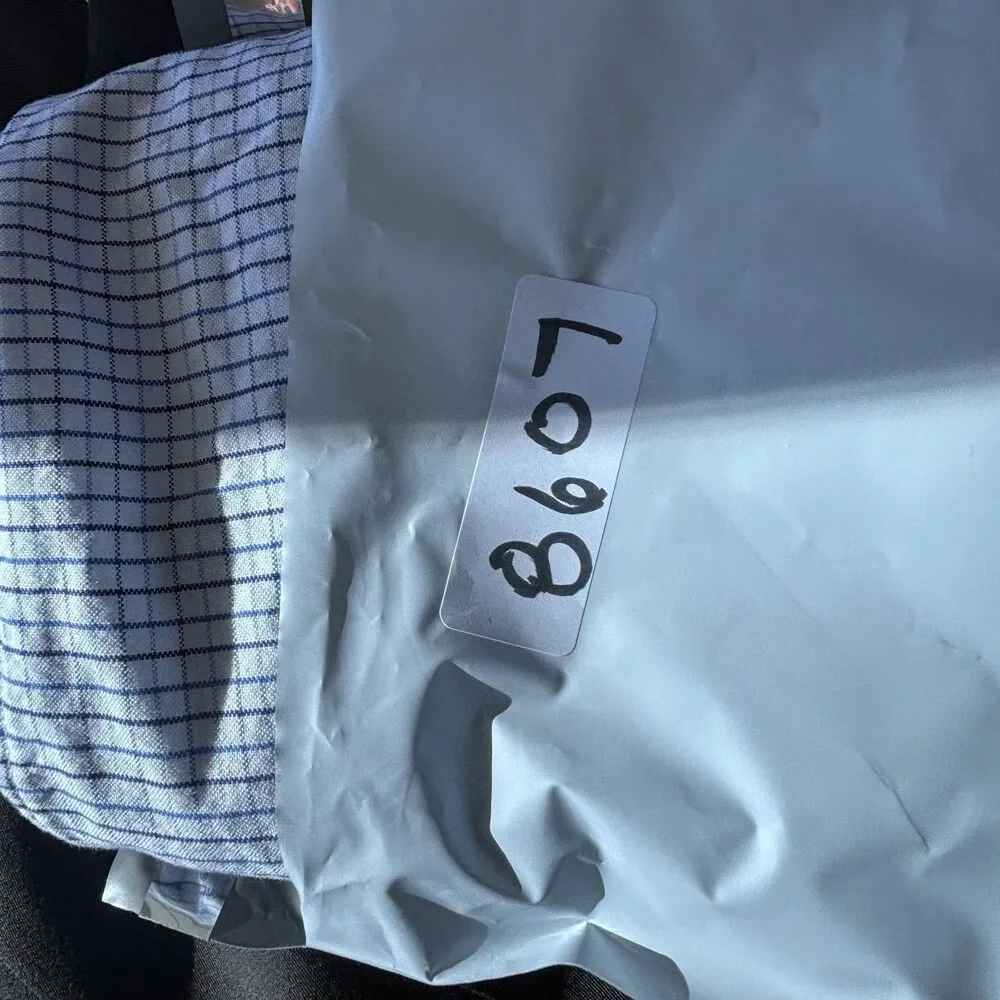 Ralph Lauren Dress Shirt boys 18 White‎ Blue Check Custom Fit Slim Button Down